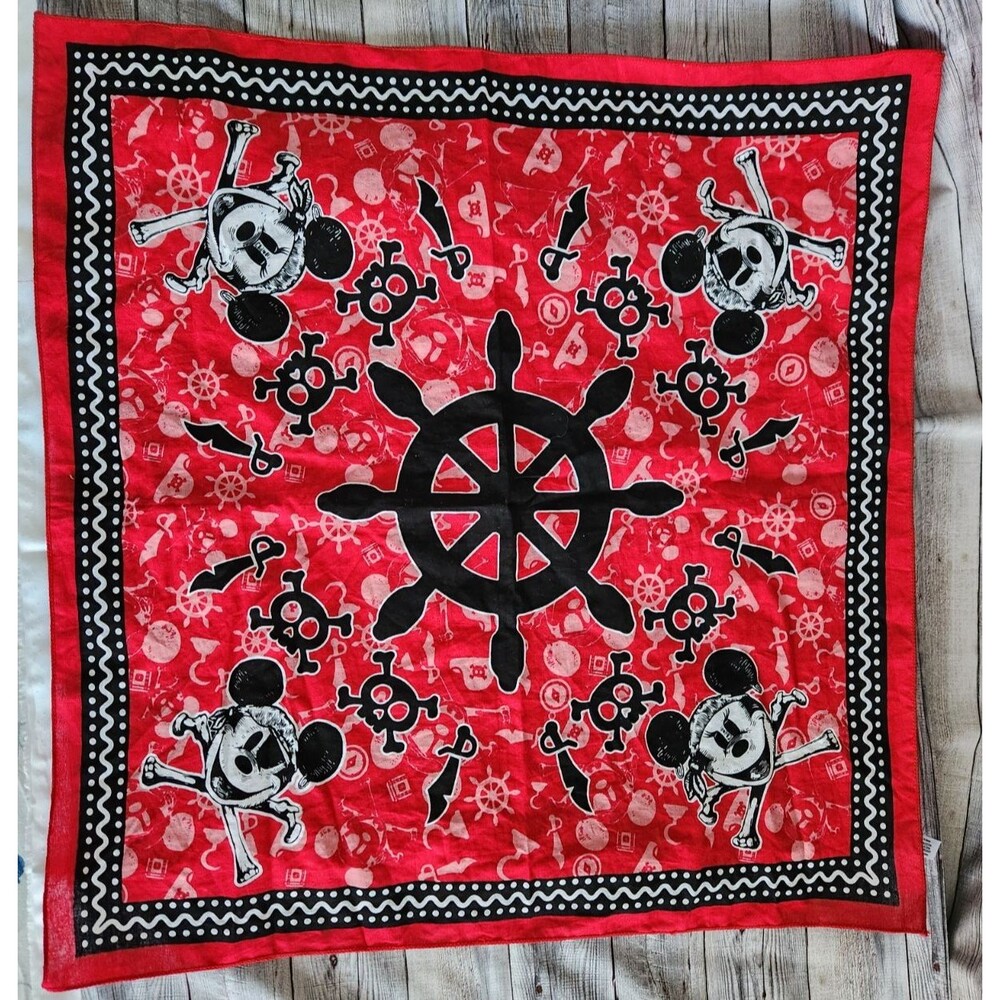 Disney Cruise Line Pirate Night Mickey Mouse Bandana Red Scarf Costume Souvenir